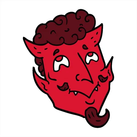 A simple looping animated cartoon doodle devil face Stock Footage 312975699