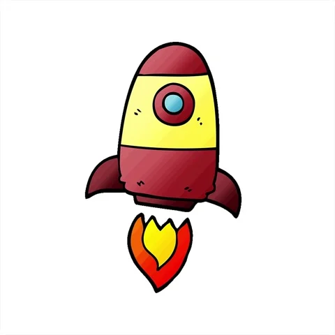 A simple looping animated cartoon doodle space rocket Stock Footage 312986448