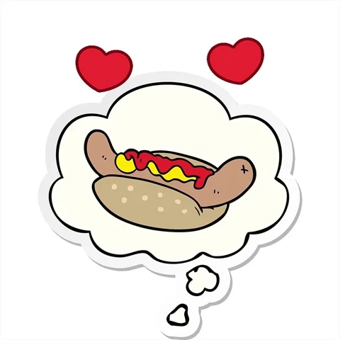 A simple looping animated cartoon hot dog with thought bubble as a printed .. Stock Footage 313007684