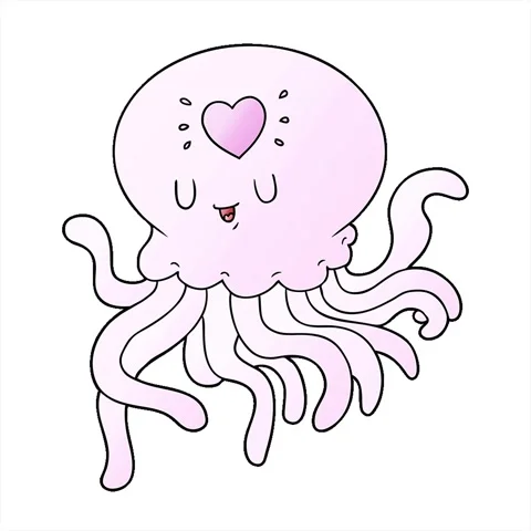 A simple looping animated cartoon jellyfish in love Stock Footage 313004927