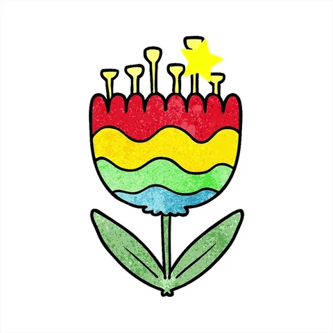 A simple looping animated cartoon patterned flower Stock Footage 313009540