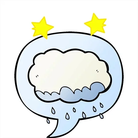 A simple looping animated cartoon rain cloud with speech bubble in smooth g.. Stock Footage 312962223