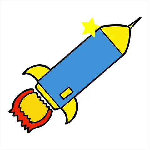 A simple looping animated cartoon rocket Stock Footage 312958152