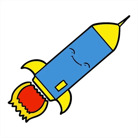 A simple looping animated cartoon rocket Stock Footage 312964830