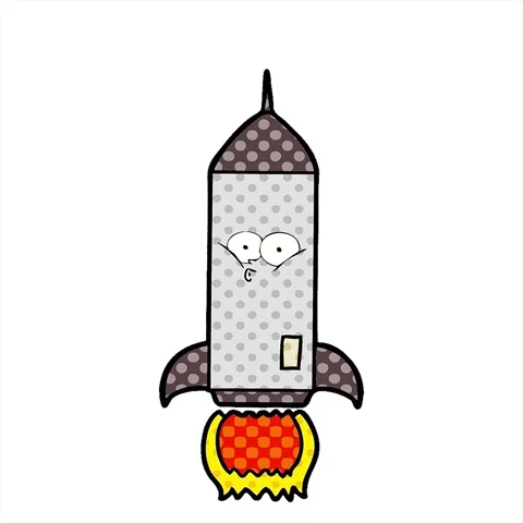 A simple looping animated cartoon rocket Stock Footage 312991932
