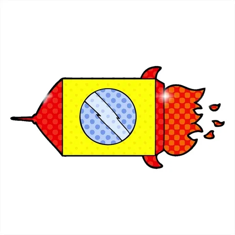 A simple looping animated cartoon space rocket Stock Footage 312982355