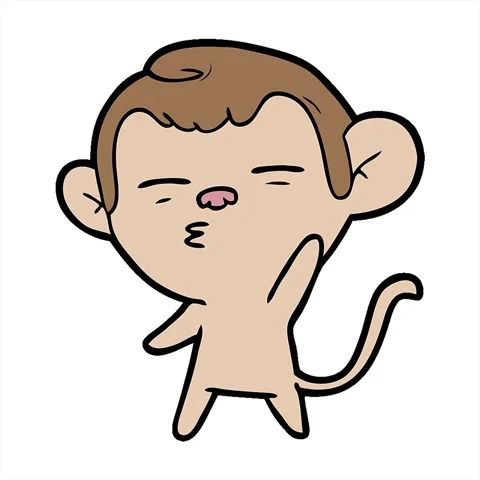 A simple looping animated cartoon suspicious monkey Video stock 312986459