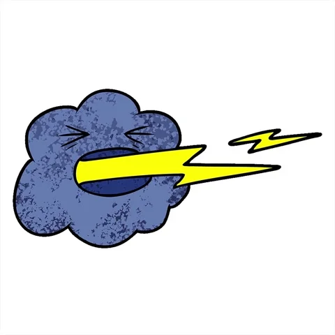 A simple looping animated cartoon thundercloud spitting lightning Stock Footage 312991619