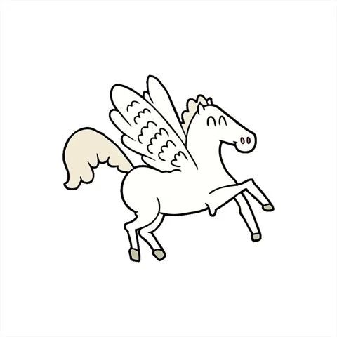 A simple looping animated cartoon winged horse Stock Footage 312989011