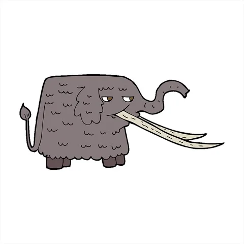 A simple looping animated cartoon woolly mammoth Stock Footage 313006540