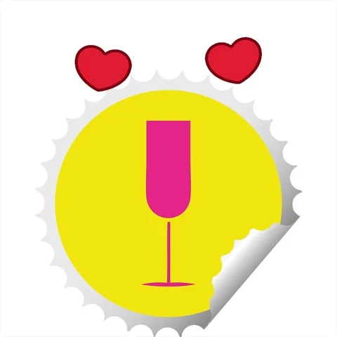 A simple looping animated circular peeling sticker cartoon of a champagne flu Stock Footage 312982111