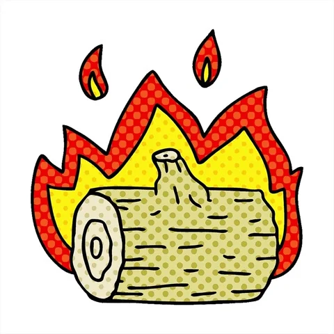 A simple looping animated comic book style quirky cartoon campfire Stock Footage 312961287