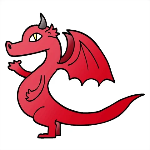 A simple looping animated cute vector gradient illustration cartoon dragon Stock Footage 313001743