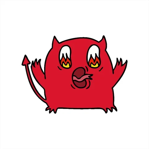 A simple looping animated freehand drawn cartoon of cute kawaii red demon Stock Footage 312958006