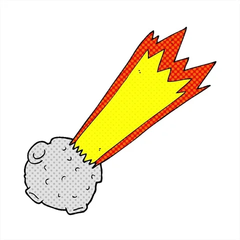 A simple looping animated freehand drawn cartoon meteor Stock Footage 312975711