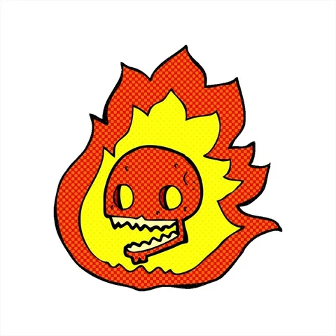 A simple looping animated freehand drawn comic book style cartoon burning sku Stock Footage 313009482