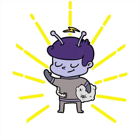 A simple looping animated friendly cartoon spaceman holding meteor Stock Footage 312961837