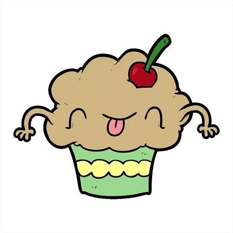 A simple looping animated funny cartoon cupcake Stock Footage 312977535