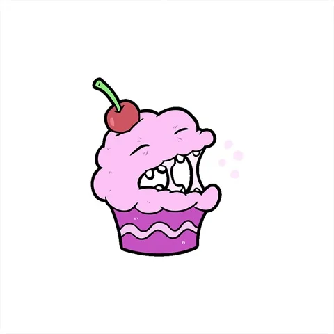 A simple looping animated funny cartoon cupcake Stock Footage 312984537
