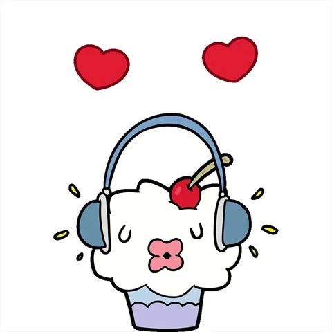 A simple looping animated funny cartoon cupcake listening to music Stock Footage 312994980