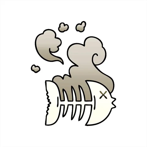 A simple looping animated gradient shaded quirky cartoon dead fish skeleton Stock Footage 312962854
