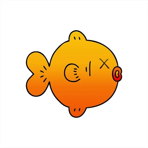 A simple looping animated gradient shaded quirky cartoon fish Stock Footage 312987109