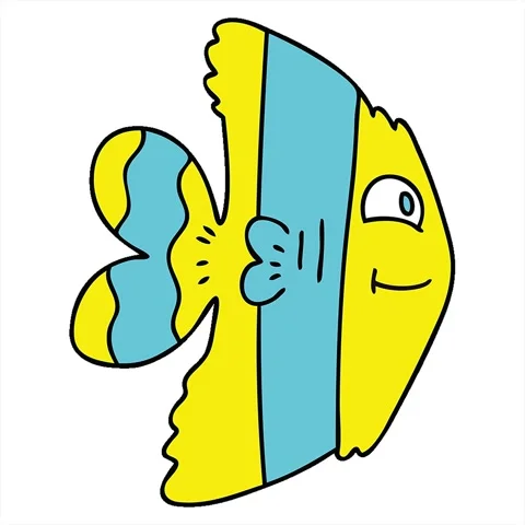 A simple looping animated hand drawn quirky cartoon fish Stock Footage 312950818