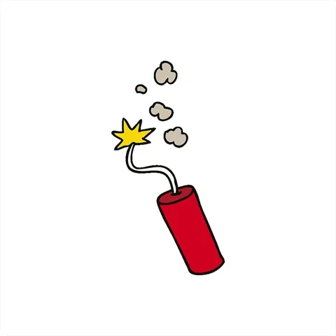 A simple looping animated hand drawn cartoon doodle of a lit dynamite stick Stock-Footage 312955077