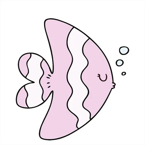 A simple looping animated hand drawn quirky cartoon fish Stock Footage 312958354