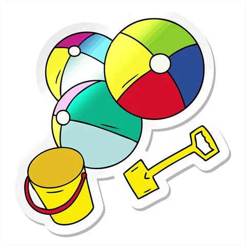 A simple looping animated hand drawn sticker cartoon doodle beach balls wit.. Stock Footage 312960789