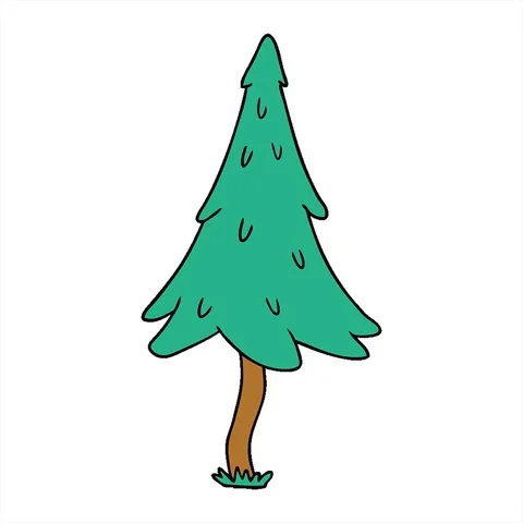 A simple looping animated hand drawn cartoon doodle of woodland pine trees Stock Footage 312964202