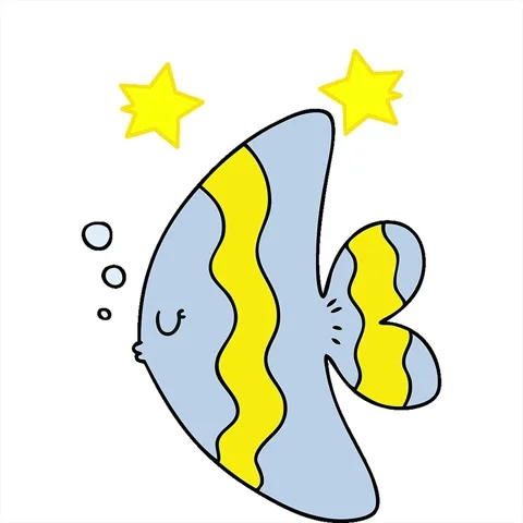 A simple looping animated hand drawn quirky cartoon fish Stock Footage 312964858