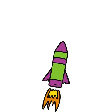 A simple looping animated hand drawn cartoon doodle of a space rocket Stock Footage 312969619