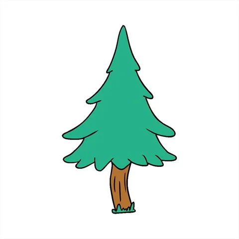 A simple looping animated hand drawn cartoon doodle of woodland pine trees Stock Footage 312973225