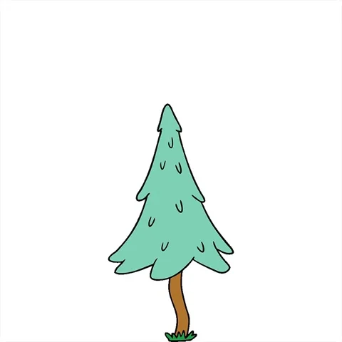 A simple looping animated hand drawn cartoon doodle of woodland pine trees Stock Footage 312984593