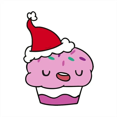 A simple looping animated hand drawn christmas cartoon of kawaii cupcake Stock Footage 312988691
