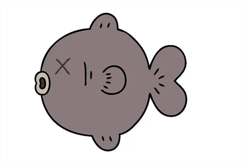 A simple looping animated hand drawn quirky cartoon fish Stock Footage 312990313