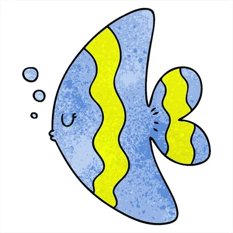 A simple looping animated hand drawn quirky cartoon fish Stock Footage 313007172