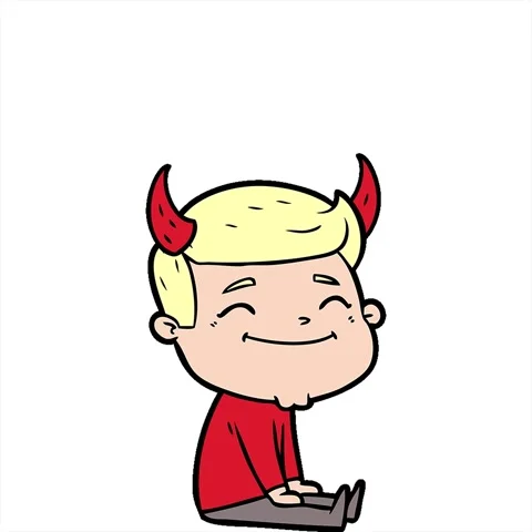 A simple looping animated happy cartoon man with devil horns Stock Footage 312955770