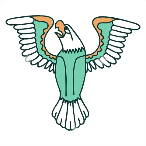 A simple looping animated iconic tattoo style image of an american eagle Stock Footage 313001754