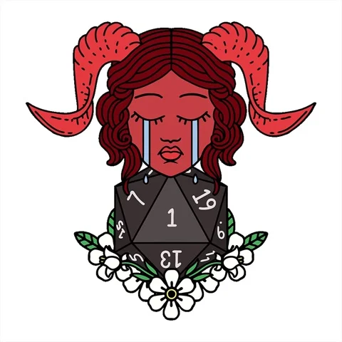 A simple looping animated Retro Tattoo Style crying tiefling character with.. Stock Footage 312959987