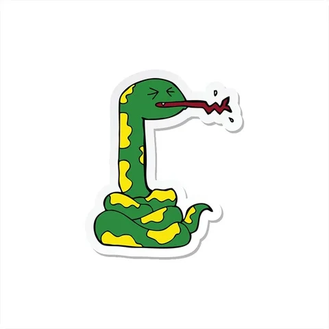 A simple looping animated sticker of a cartoon hissing snake Stock Footage 312963724