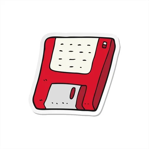 A simple looping animated sticker of a cartoon old computer disk Stock Footage 312990639