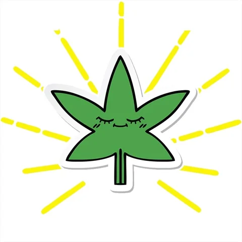 A simple looping animated sticker of a cute cartoon marijuana leaf Video stock 312977334