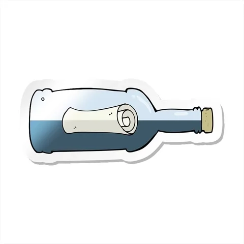 A simple looping animated sticker of a message in a bottle cartoon Stock Footage 312964401