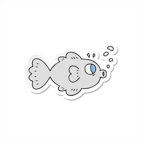 A simple looping animated sticker of a quirky hand drawn cartoon fish Stock Footage 312988145