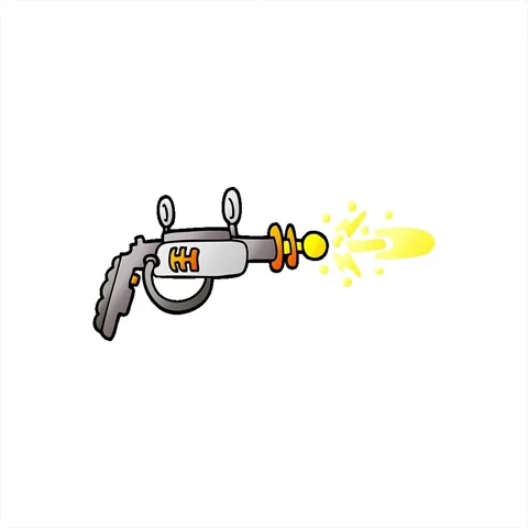 A simple looping animated vector gradient illustration cartoon ray gun Stock Footage 312962834