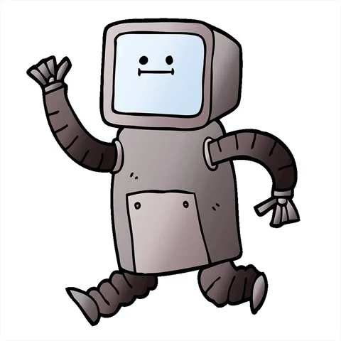 A simple looping animated vector gradient illustration cartoon robot running Stock Footage 312981799