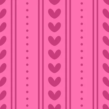 Simple Love Dot Line Vertical Decorative Pink Monochrome Seamless Pattern Stock Illustration