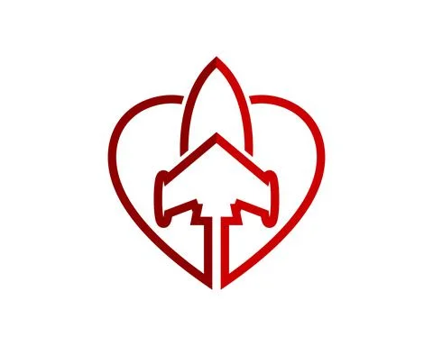 Simple love outline with rocket launch inside Illustrazione stock